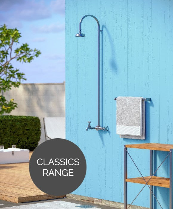 Rainware Outdoor Shower - Bribie 2002 - Cold Shower + Hose Tap/Footwash Wall Mounted Rainware Outdoor Shower - Bribie 2002 - Cold Shower + Hose Tap/Footwash Wall Mounted